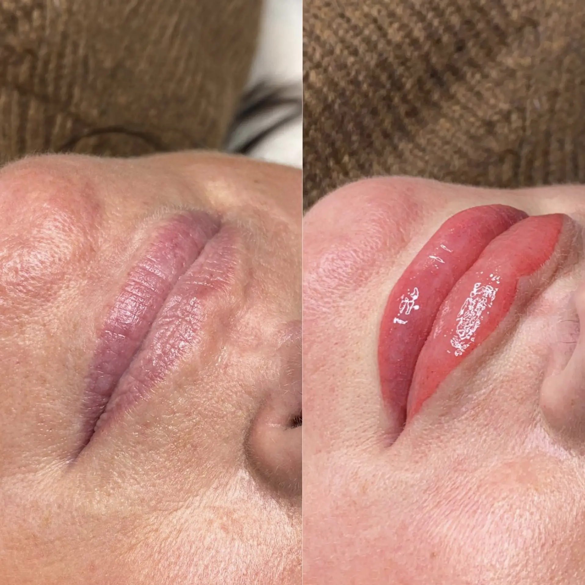 lip tattooing before and after